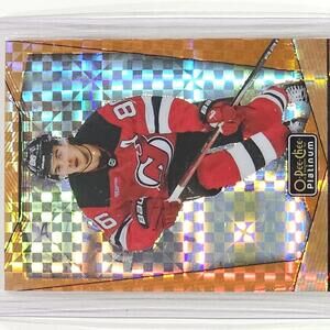 2022-23 O-Pee-Chee Platinum Jack Hughes Orange Checkers #13 Limited Edition 5/25